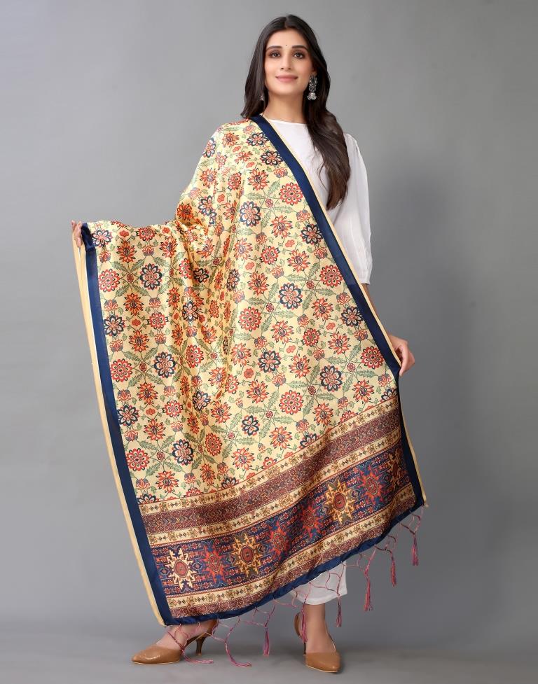 Yellow And Multicolour Printed Dupatta | Leemboodi