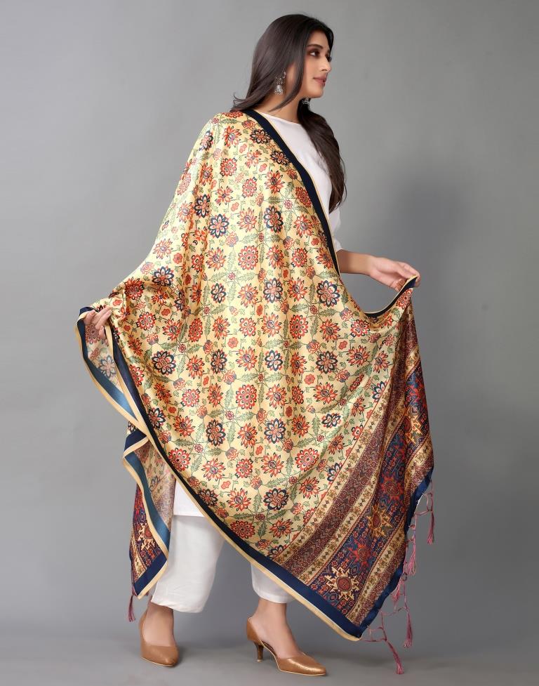 Yellow And Multicolour Printed Dupatta | Leemboodi