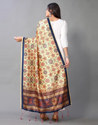 Yellow And Multicolour Printed Dupatta | Leemboodi