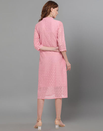 Pink Coloured Net Russell Net Dress | Leemboodi