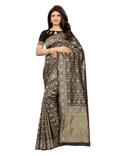 Black Coloured Poly Silk Banarasi Jacquard Partywear Saree | Sudathi