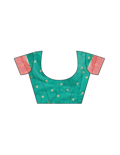 Turquoise Coloured Poly Silk Banarasi Jacquard Saree | Sudathi