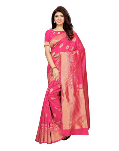 Pink Coloured Poly Silk Banarasi Jacquard Saree | Leemboodi