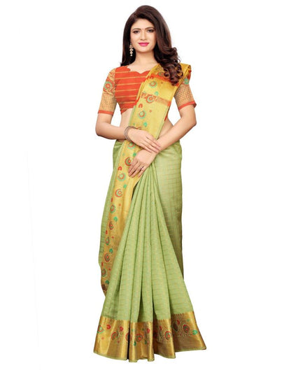 Green Coloured Cotton Silk Woven Saree | Sudathi