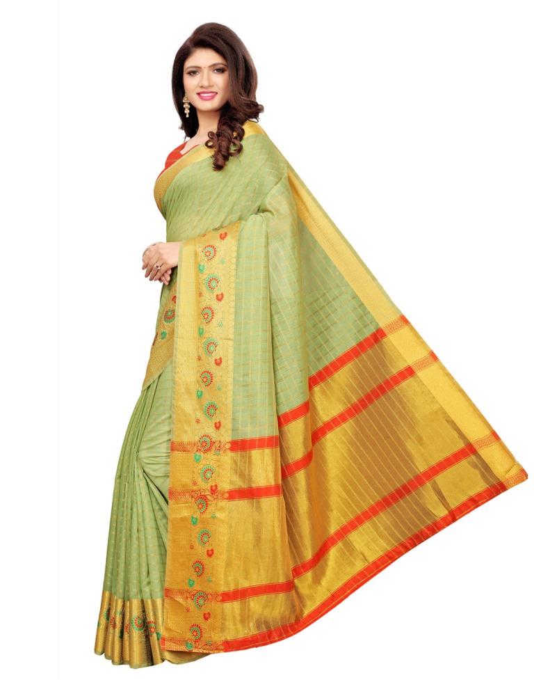 Green Coloured Cotton Silk Woven Saree | Sudathi