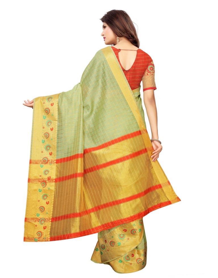 Green Coloured Cotton Silk Woven Saree | Sudathi