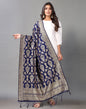 Navy Blue Jacquard Dupatta | Leemboodi