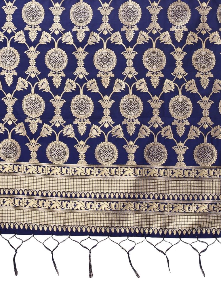 Navy Blue Jacquard Dupatta | Leemboodi