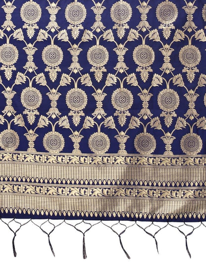 Navy Blue Jacquard Dupatta | Leemboodi