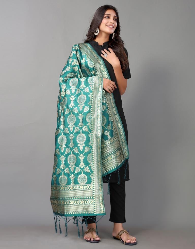 Rama Green Jacquard Dupatta | Leemboodi