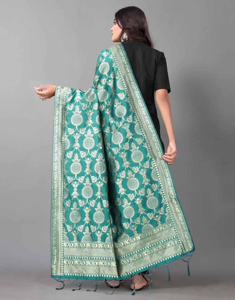 Rama Green Jacquard Dupatta | Leemboodi