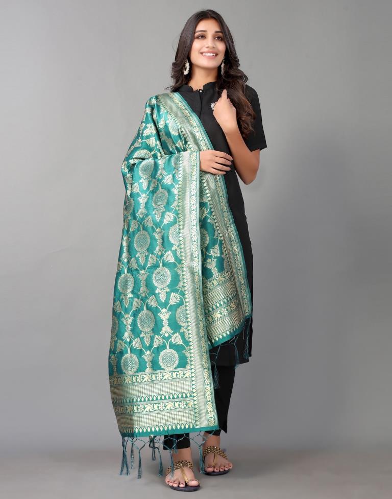 Rama Green Jacquard Dupatta | Leemboodi