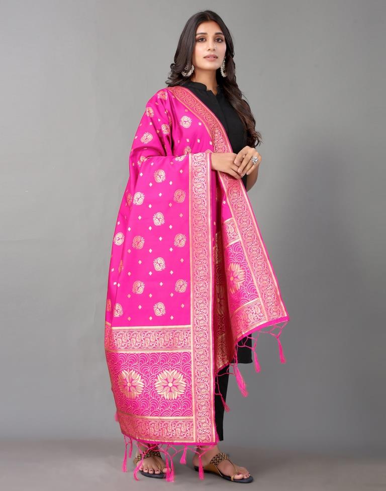 Pink Jacquard Dupatta | Leemboodi