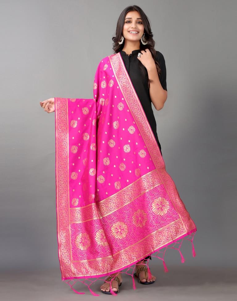 Pink Jacquard Dupatta | Leemboodi