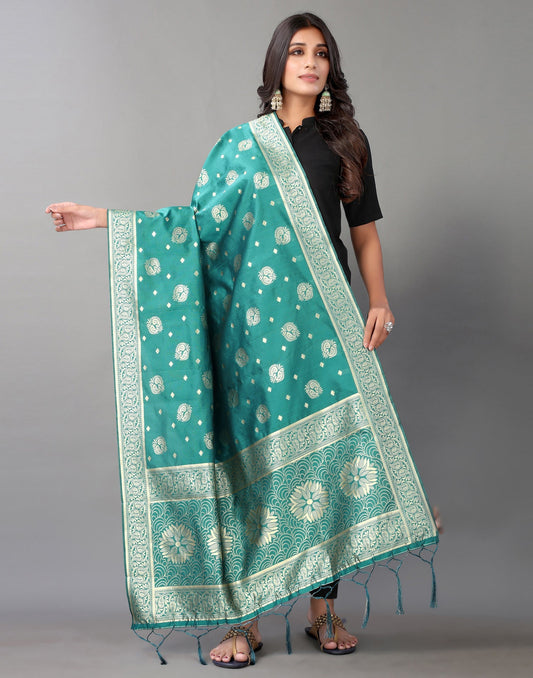 Rama Green Jacquard Dupatta | Leemboodi