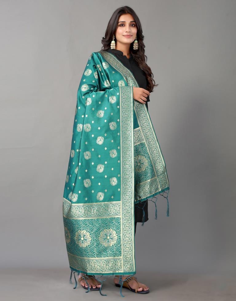 Rama Green Jacquard Dupatta | Leemboodi