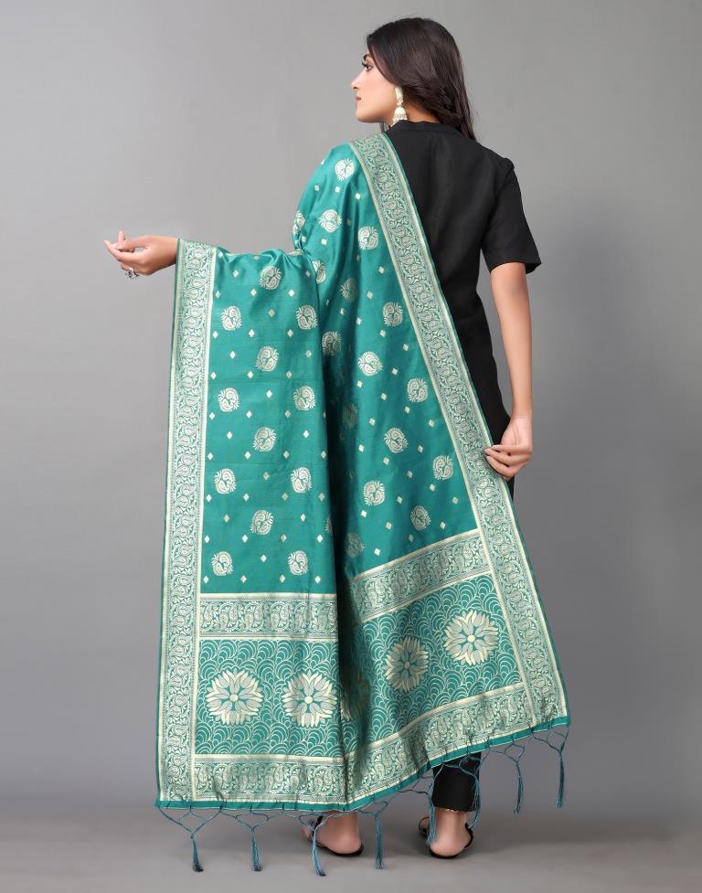 Rama Green Jacquard Dupatta | Leemboodi