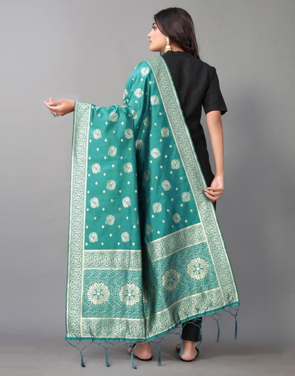 Rama Green Jacquard Dupatta | Leemboodi