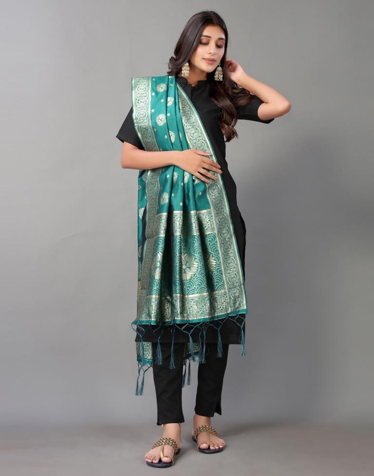 Rama Green Jacquard Dupatta | Leemboodi