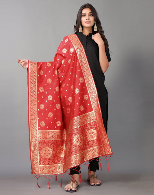 Red Jacquard Dupatta | Leemboodi
