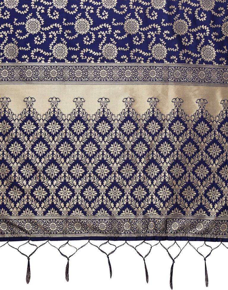 Navy Blue Jacquard Dupatta | Leemboodi