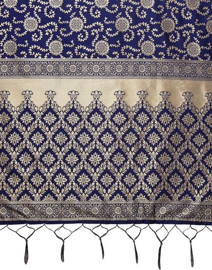 Navy Blue Jacquard Dupatta | Leemboodi