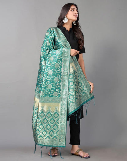 Rama Green Jacquard Dupatta | Leemboodi