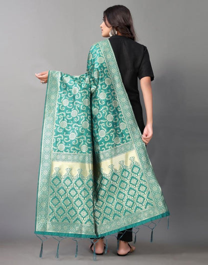 Rama Green Jacquard Dupatta | Leemboodi
