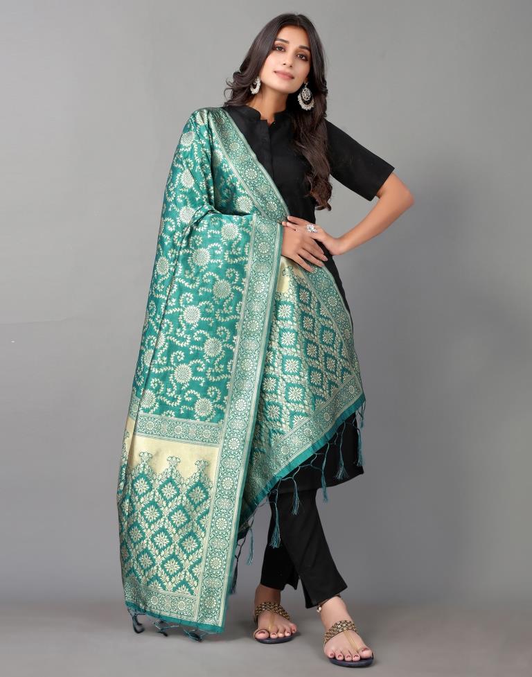 Rama Green Jacquard Dupatta | Leemboodi