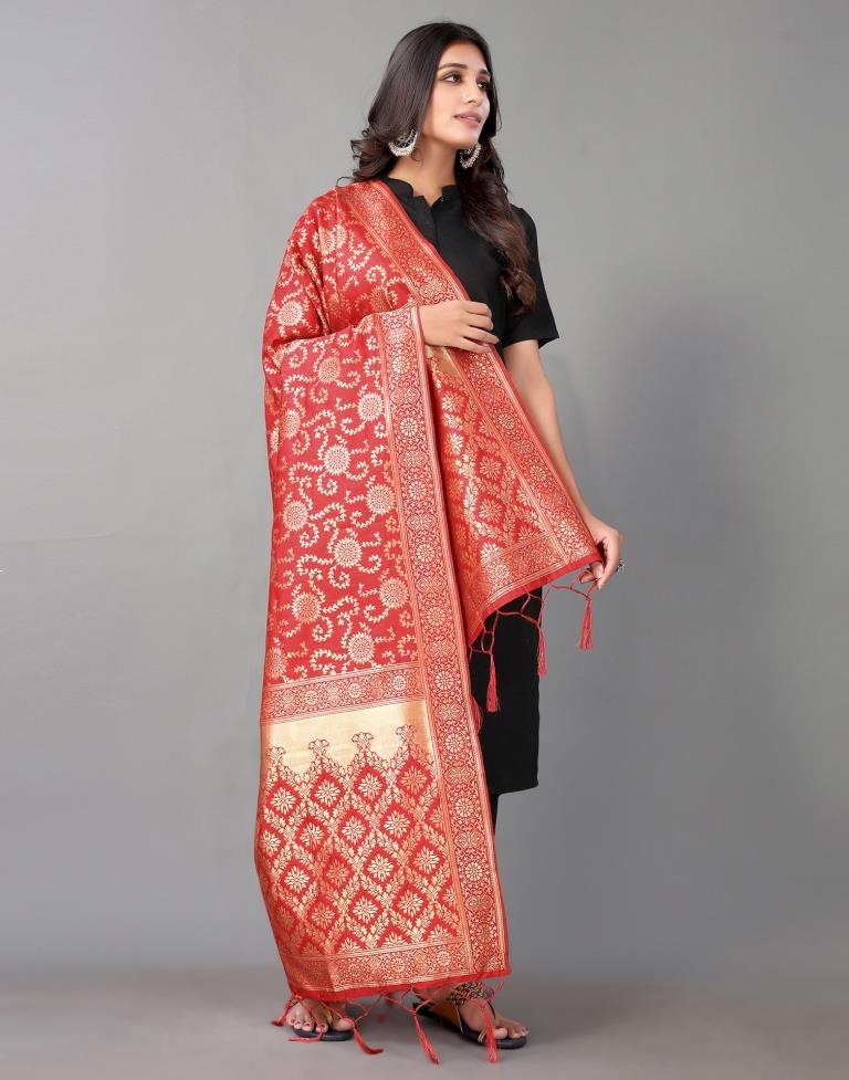 Red Jacquard Dupatta | Leemboodi