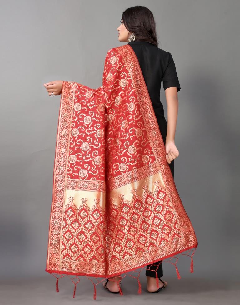 Red Jacquard Dupatta | Leemboodi