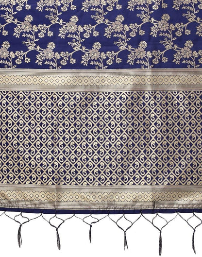 Navy Blue Jacquard Dupatta | Leemboodi