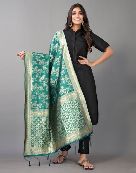 Rama Green Jacquard Dupatta | Leemboodi