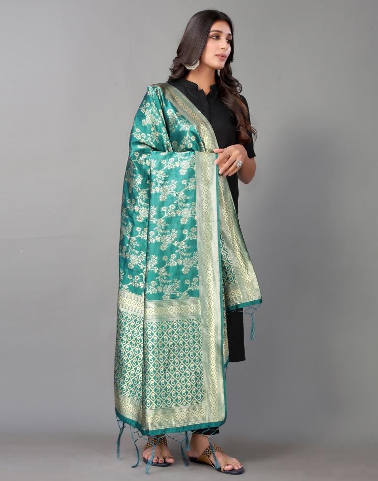 Rama Green Jacquard Dupatta | Leemboodi