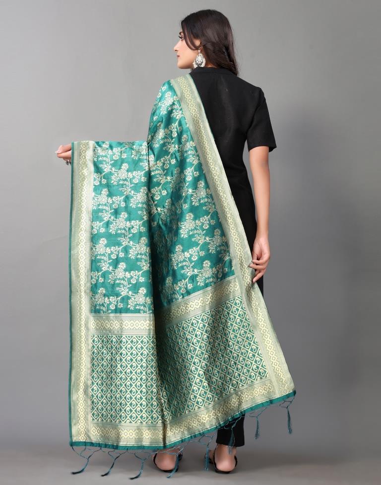 Rama Green Jacquard Dupatta | Leemboodi