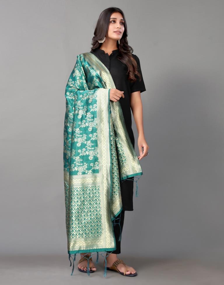Rama Green Jacquard Dupatta | Leemboodi