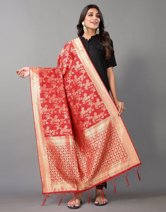 Red Jacquard Dupatta | Leemboodi