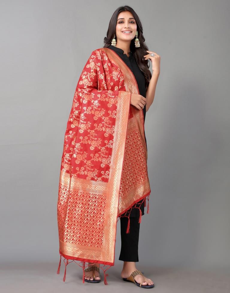 Red Jacquard Dupatta | Leemboodi