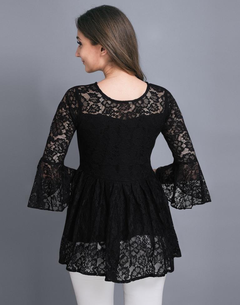 Amiable Black Coloured Net Russell Net Tops | Sudathi