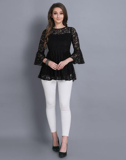 Amiable Black Coloured Net Russell Net Tops | Sudathi