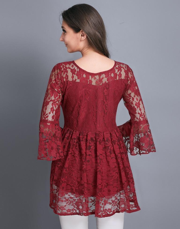 Maroon Coloured Net Russell Net Tops | Sudathi