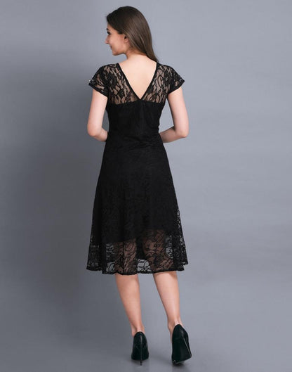 Black Coloured Net Russell Net Dress | Sudathi