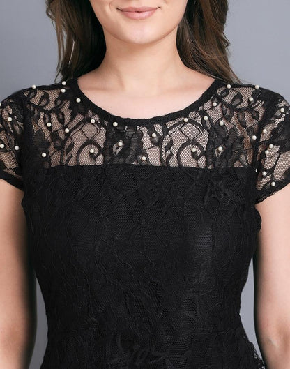 Black Coloured Net Russell Net Dress | Sudathi