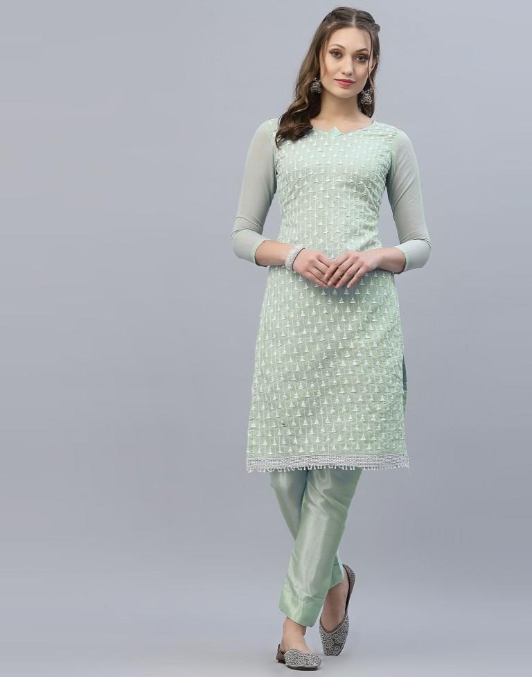 Embroidery Cotton Unstitched Salwar Suit Material | Sudathi