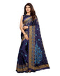 Navy Blue Coloured Georgette Printed Saree | Leemboodi