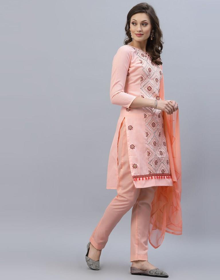 Embroidered Cotton Unstitched Salwar Suit Material | Sudathi