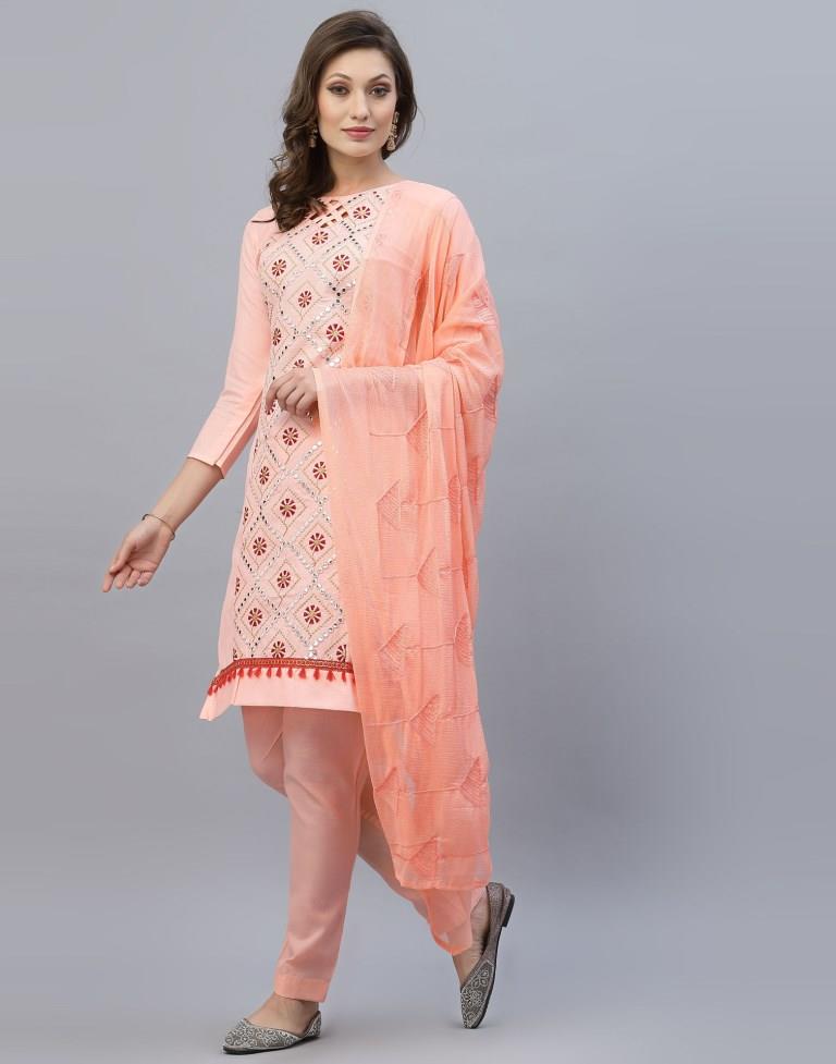 Embroidered Cotton Unstitched Salwar Suit Material | Sudathi