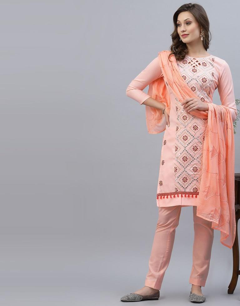 Embroidered Cotton Unstitched Salwar Suit Material | Sudathi