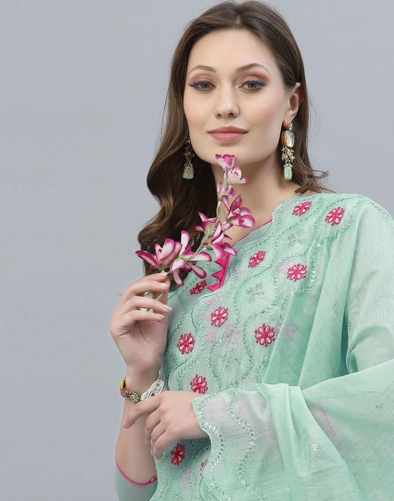 Embroidered Cotton Unstitched Salwar Suit Material | Sudathi