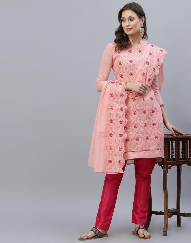 Embroidered Cotton Unstitched Salwar Suit Material | Sudathi